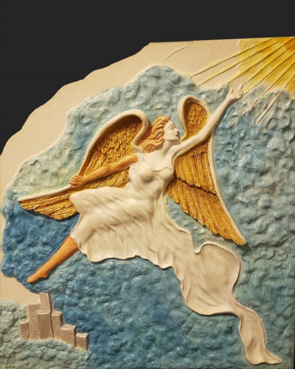 Bas relief in resin Angel over the city