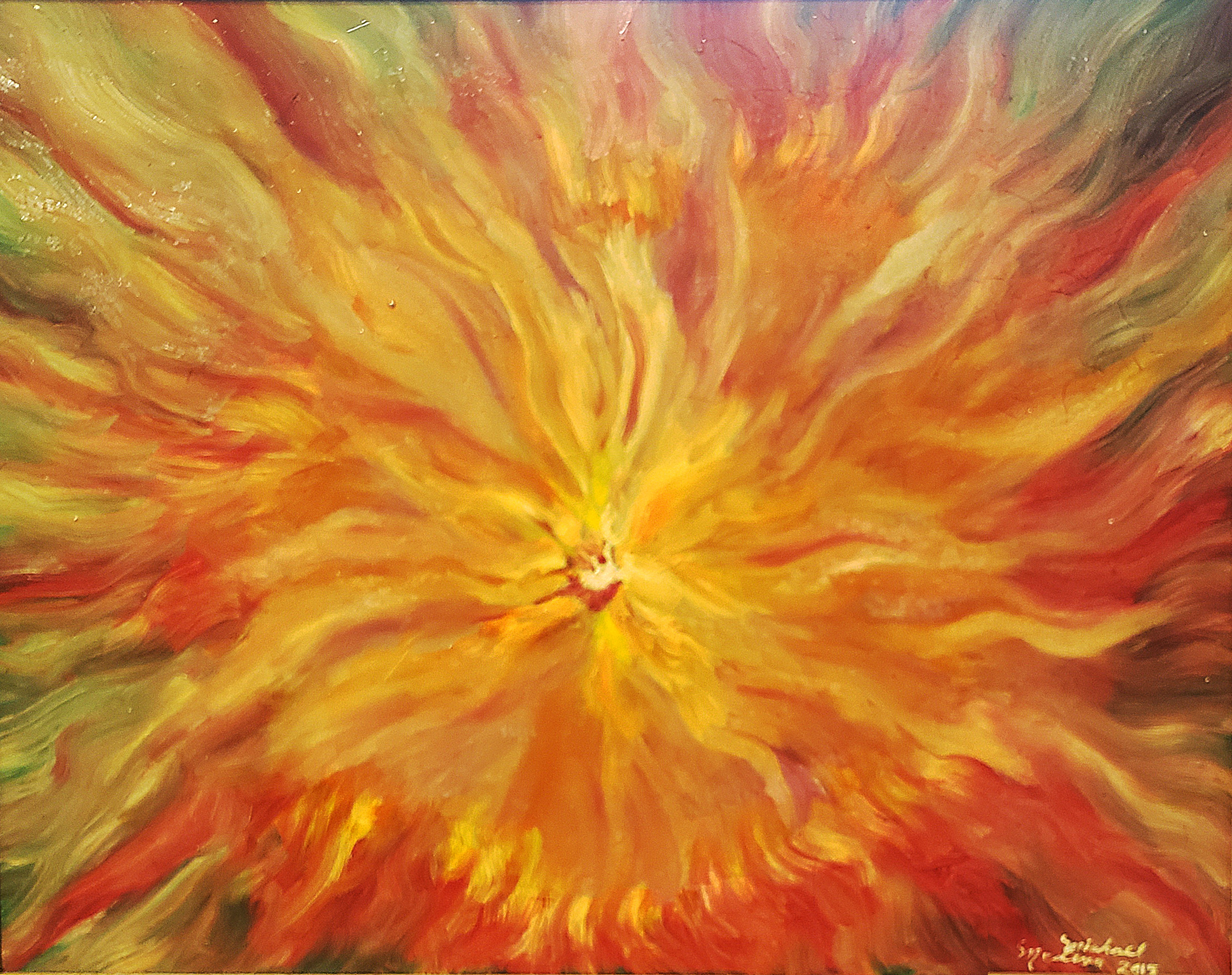 Creation in Fire oil on canvas painting of the big bang
